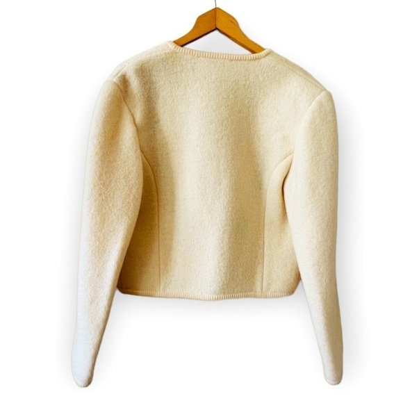 BRANDON Vintage Pure Virgin Wool Cropped Floral Embroidered Cardigan Size M - Picture 6 of 10